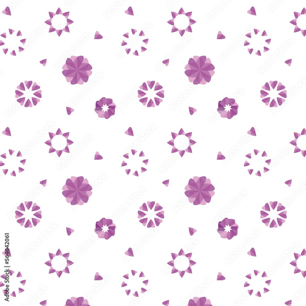 Floral design pattern. Cute seamless purple flowers on background. Vector illustration pattern for fabric, textile, gift wrapping, background, wallpaper, bullet journal, scrapbooking
