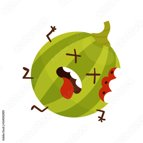 Cute Cartoon Emotional Watermelon character stickers on white background