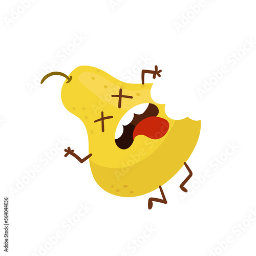 Cute Cartoon Pear character expression stickers on white background