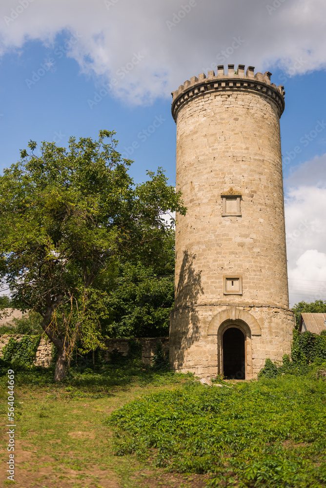 A beautiful view of the old tower of the castle on a summer day