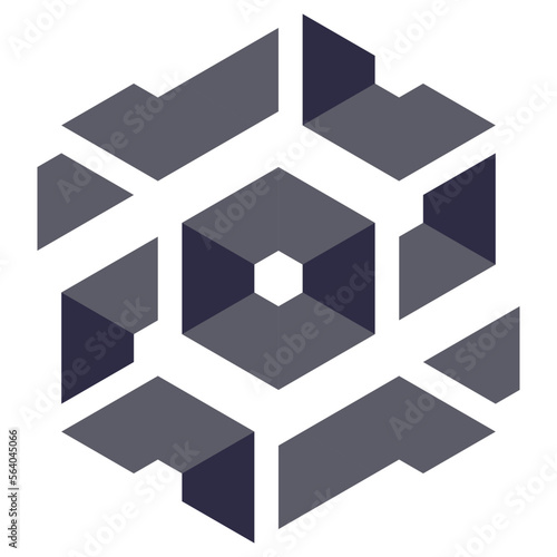 Hexagonal Packed Triangles 3d illusion abstract illustration