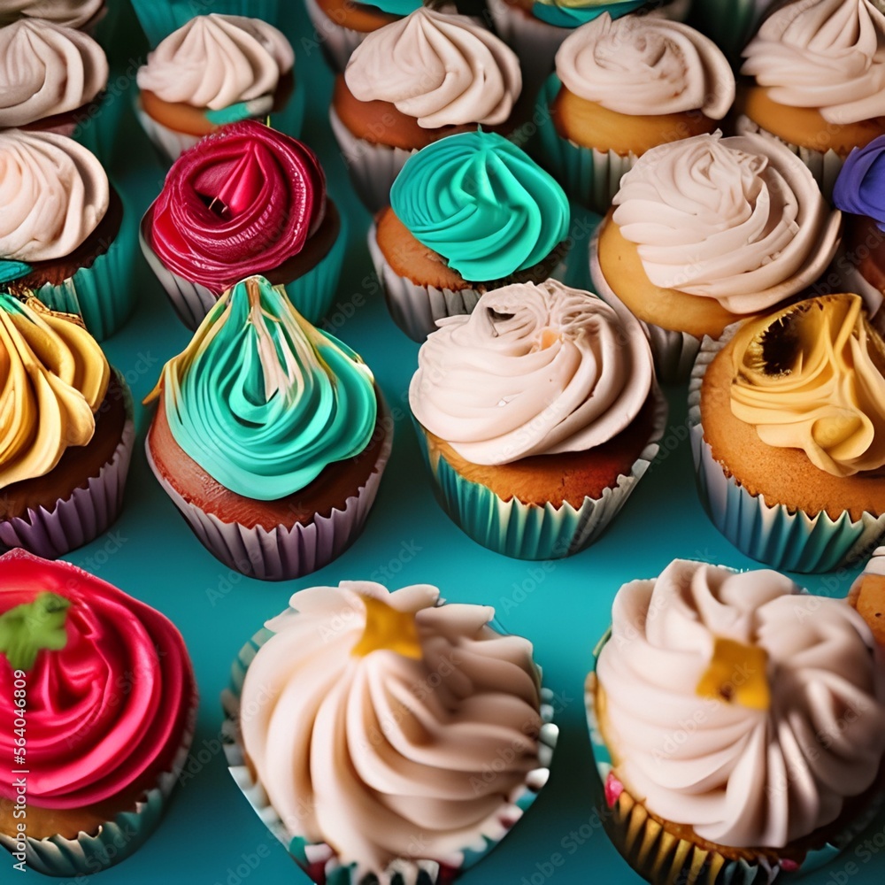 Colorful cupcakes generative AI 