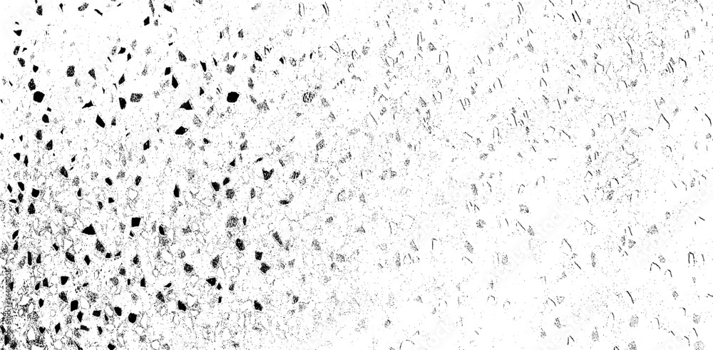 Small uneven spots and particles of debris. Abstract vector texture. Distressed uneven background. Grunge texture overlay with fine grains isolated on white background. Vector illustration. EPS10.
