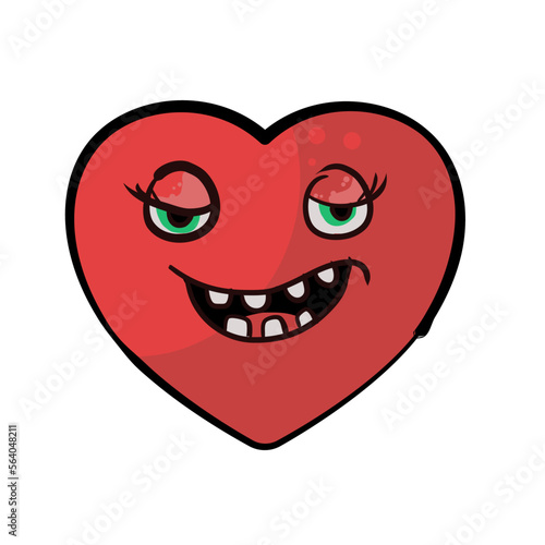 red crazy heart cartoon