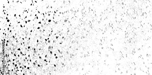 Small uneven spots and particles of debris. Abstract vector texture. Distressed uneven background. Grunge texture overlay with fine grains isolated on white background. Vector illustration. EPS10. 
