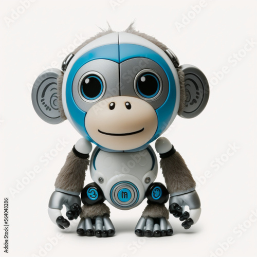 The picture shows a blue baby monkey, which looks cute and funny. He has bright, smooth blue skin, with large, expressive eyes.Generative AI