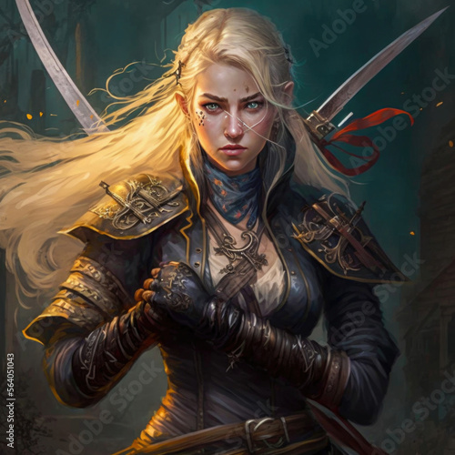 Print op canvas a Female Fantasy warrior