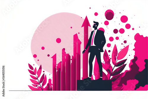 Canvas Print fuchsia Flat vector illustration Business finance investment vision concept and