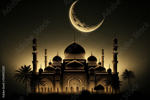 Arabic Islam religion holidays background. Generative Ai photo