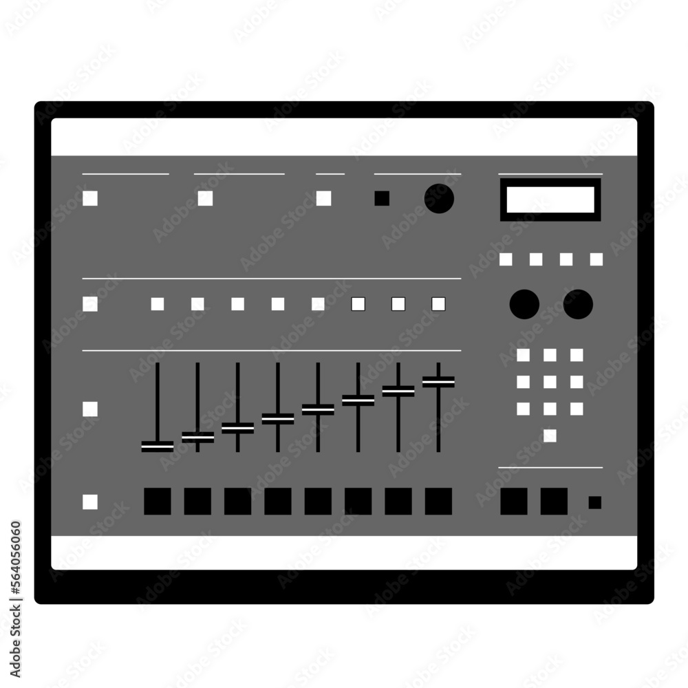 Vector illustration of classic sampler E-Mu SP 1200 - obrazy, fototapety, plakaty 