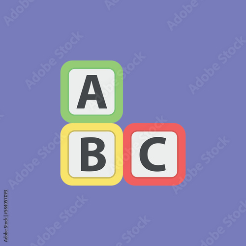 Vector illustration of icon of children's colored cubes with letters. © Sergey Goranskiy
