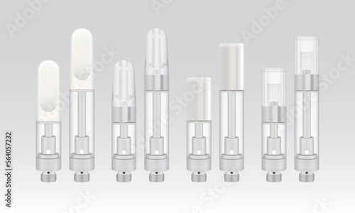 Clear Silver Cannabis CBD Hemp or Delta 8 Vape Cartridge in White