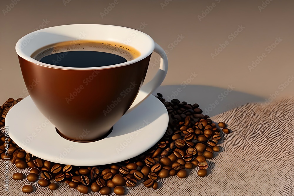 A cartoon cup of coffee. Generative AI A cartoon cup of coffee. Generative AI