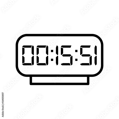 LED digital clock number isolated. Electronic figures for counter or calculator mockup interface design.