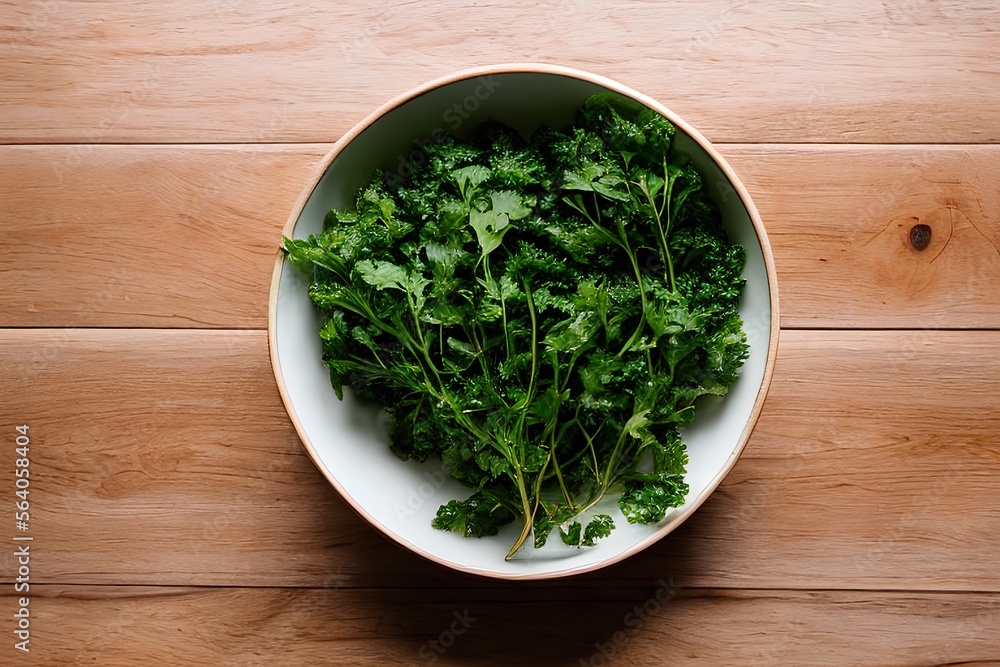 fresh bunch of parsley leaves in bowl on wooden surface fresh bunch of parsley leaves in bowl on wooden surface