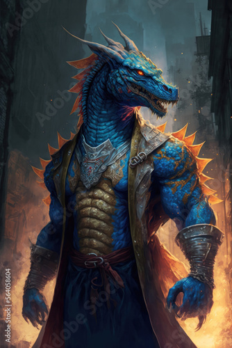 Dragon fire : The Dragon-Human Hybrid Superhero Protecting the City. Generative AI © zzzz17