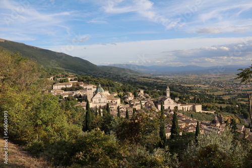 View of old town of Assisi from Rocca Maggiore  Umbria Italy
