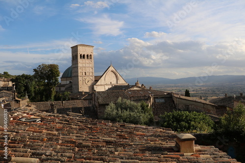 View to La Cattedrale di San Rufino in Assisi, Umbria Italy