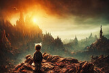 Cute Baby in an apocalyptic landscape