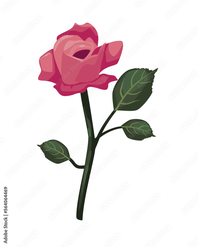 flat colored rose design