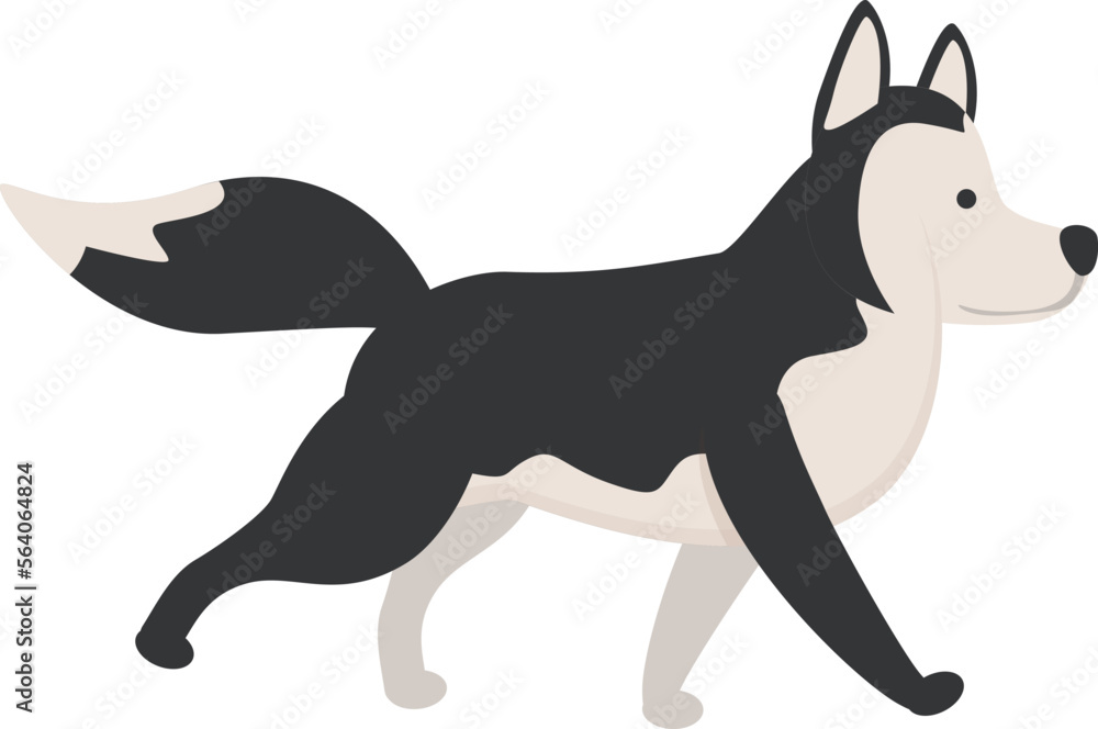 Walking husky icon cartoon vector. Siberian dog. Cute animal