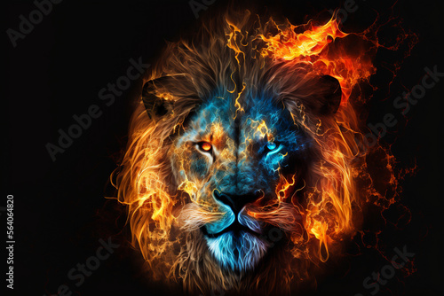 Fiery Abstract Lion Image