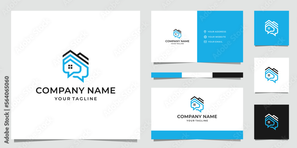 Modern House Chat Logo Design Modern House Chat Logo Design