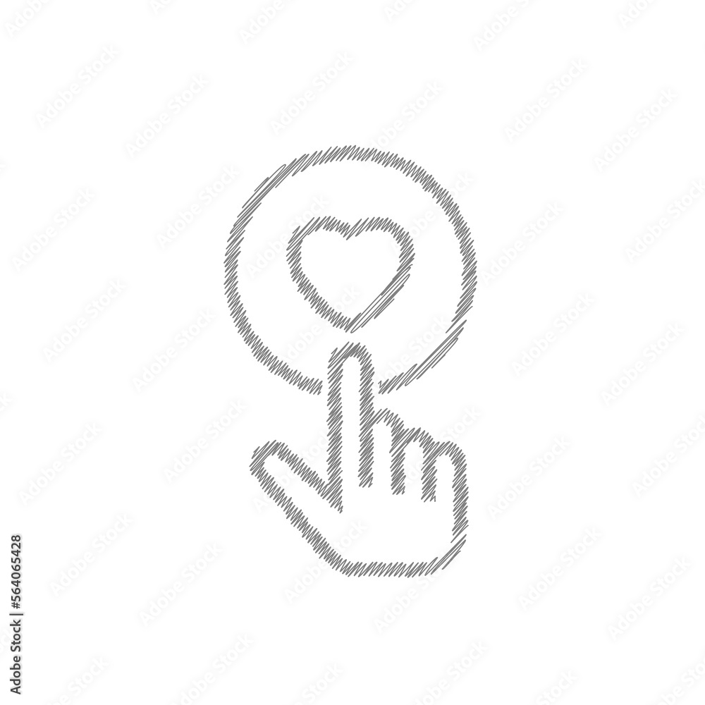 White finger pressing donate button sketch vector icon White finger pressing donate button sketch vector icon