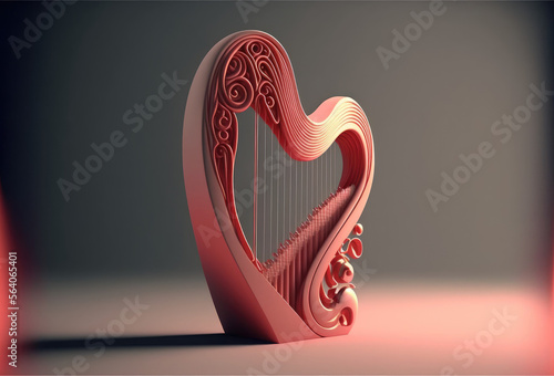 Elegant Pink Harp Graphic for Design and Valentine's Day