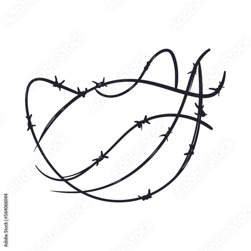 flat black barbed wire illustration