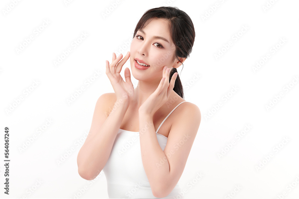 Beautiful young asian woman with clean fresh skin on white background, Face care, Facial treatment, Cosmetology, beauty and spa, Asian women portrait. Beautiful young asian woman with clean fresh skin on white background, Face care, Facial treatment, Cosmetology, beauty and spa, Asian women portrait.
