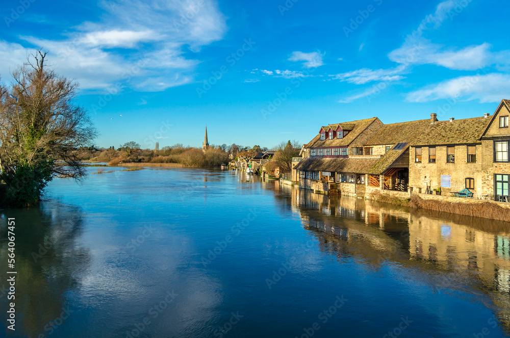 St. Ives town on the banks of Great Ouse River, United Kingdom