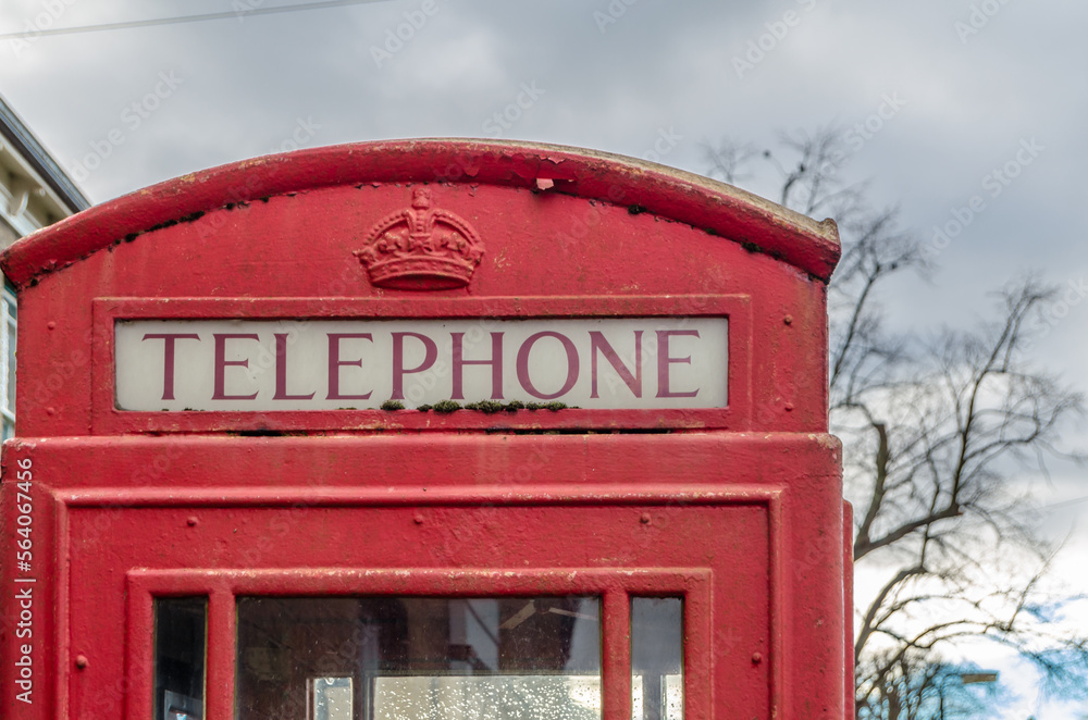 Famous red English phone booth Famous red English phone booth