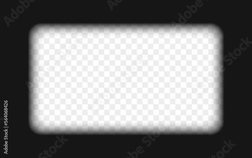 Cinematic frame template on transparent background. 16 on 9 widescreen aspect ratio. Film strip part. Movie technology concept. Vector realistic illustration.