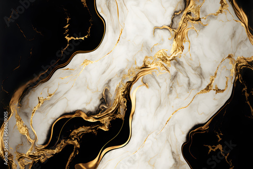 Luxurious marble background. Black and gold marble texture. Elegant white and gold marble background. Generative AI. © StylishDesignStudio