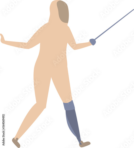 Disabled fencing sport icon cartoon vector. Physical disability. Handicap person