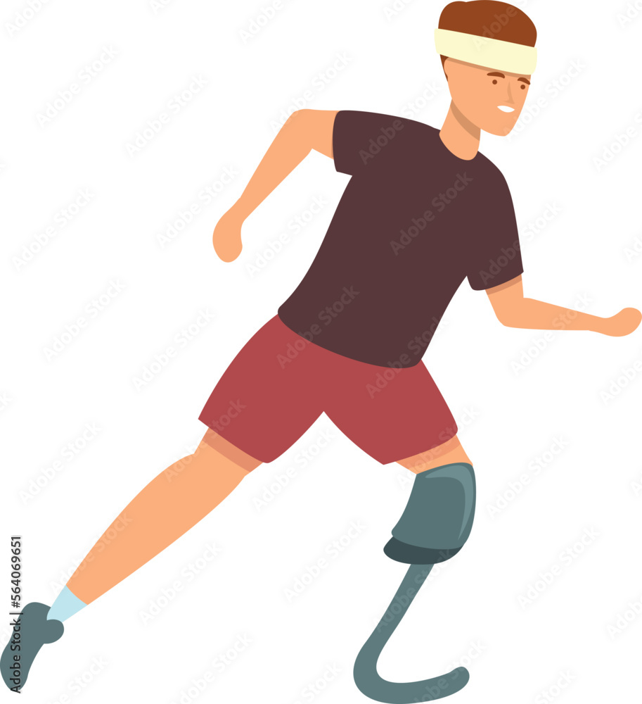 Disabled running sport icon cartoon vector. Athlete disability. Training exercise