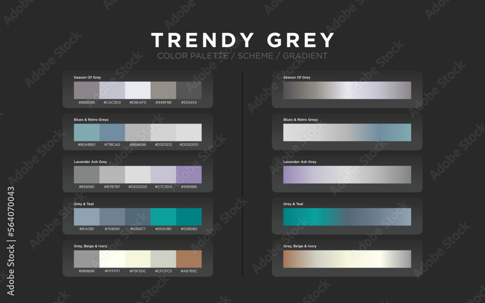grey color palettes, color schemes, color gradients Stock Vector ...