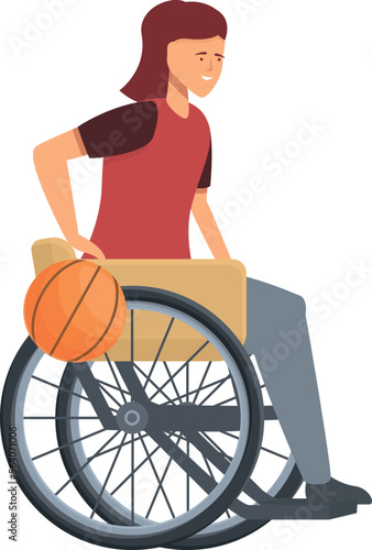 Girl wheelchair play icon cartoon vector. Physical sport. Person player