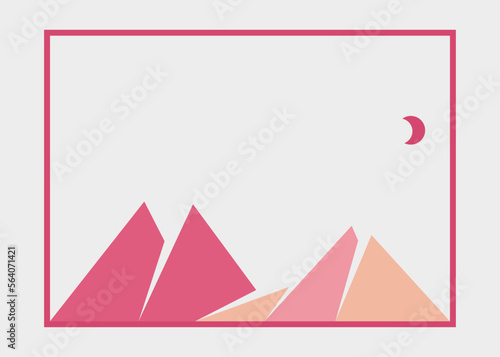 Geometric Mountains silhouette landscape art poster illustration
