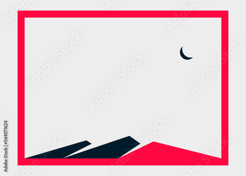 Geometric Mountains silhouette landscape art poster illustration