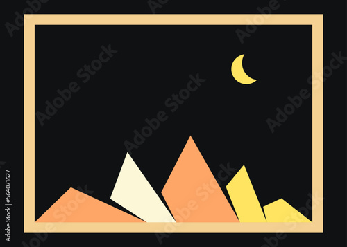 Geometric Mountains silhouette landscape art poster illustration