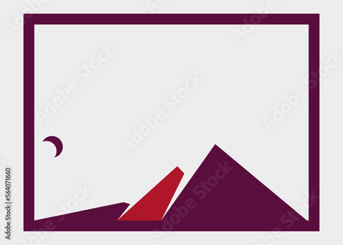 Geometric Mountains silhouette landscape art poster illustration