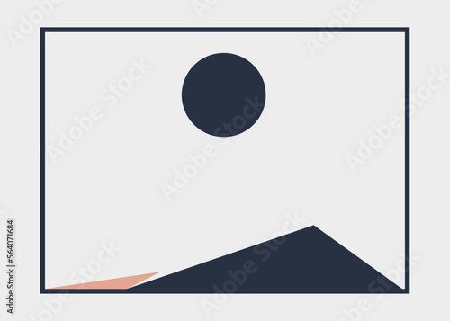 Geometric Mountains silhouette landscape art poster illustration