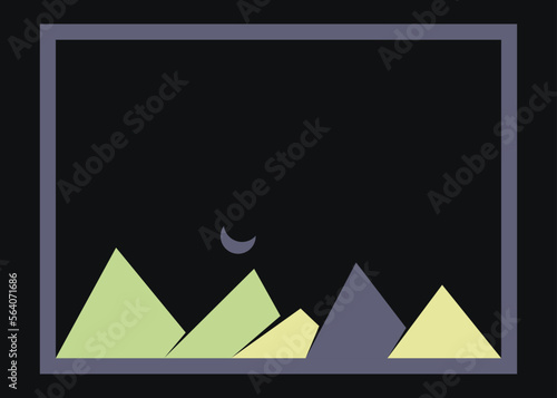 Geometric Mountains silhouette landscape art poster illustration