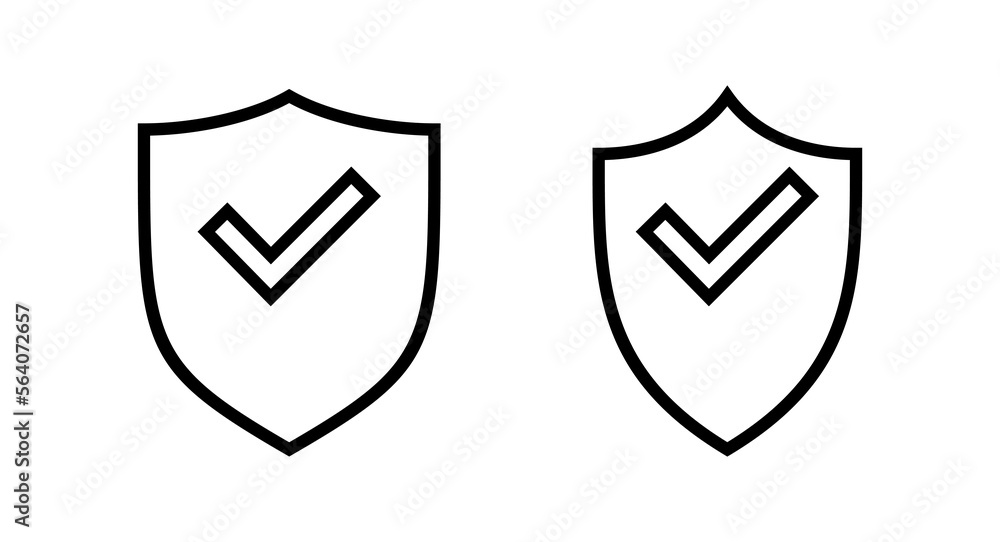 Shield check mark icon vector illustration. Protection approve sign. Insurance icon Shield check mark icon vector illustration. Protection approve sign. Insurance icon