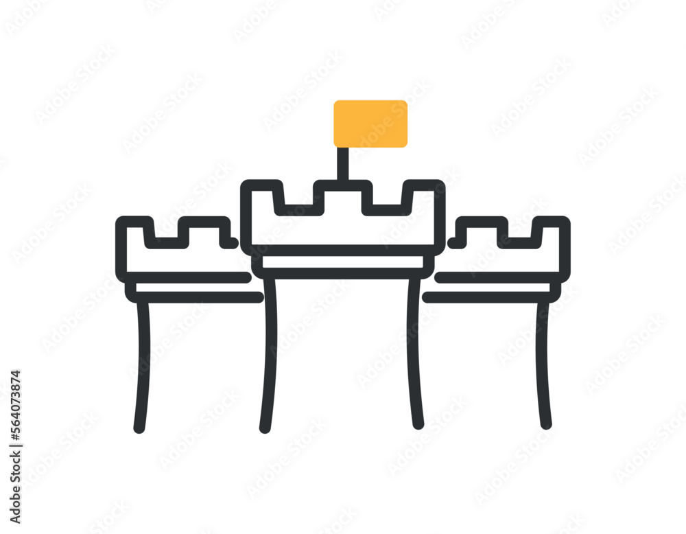 Rooks color icon. Chess piece with flag. Game of logic and intelligence, cultural recreation and hobbies. Poster or bagner for website. Cartoon flat vector illustration Rooks color icon. Chess piece with flag. Game of logic and intelligence, cultural recreation and hobbies. Poster or bagner for website. Cartoon flat vector illustration