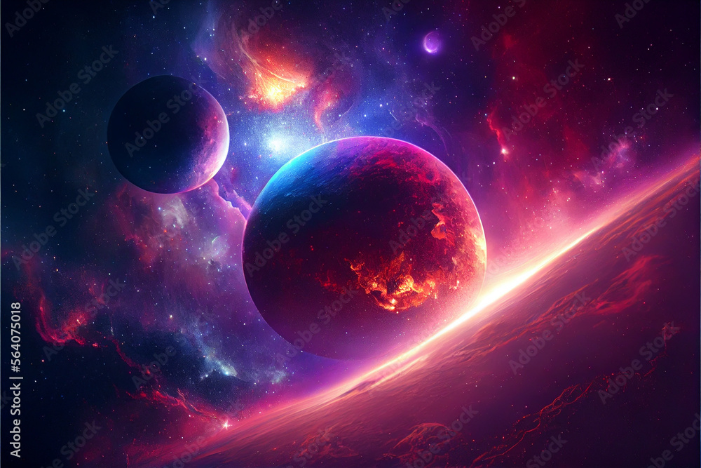 Obraz premium abstract space sky with beautiful stars and galaxies. Space scene with planets, stars and galaxies.