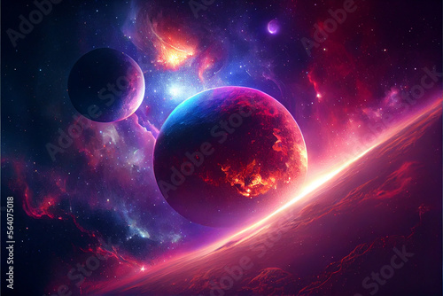 abstract space sky with beautiful stars and galaxies. Space scene with planets, stars and galaxies.