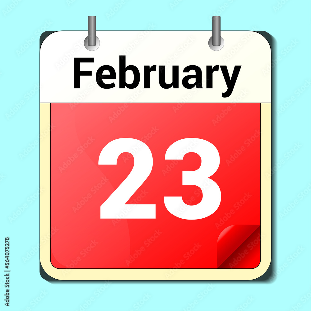 day on the calendar, vector image format, February 23 day on the calendar, vector image format, February 23